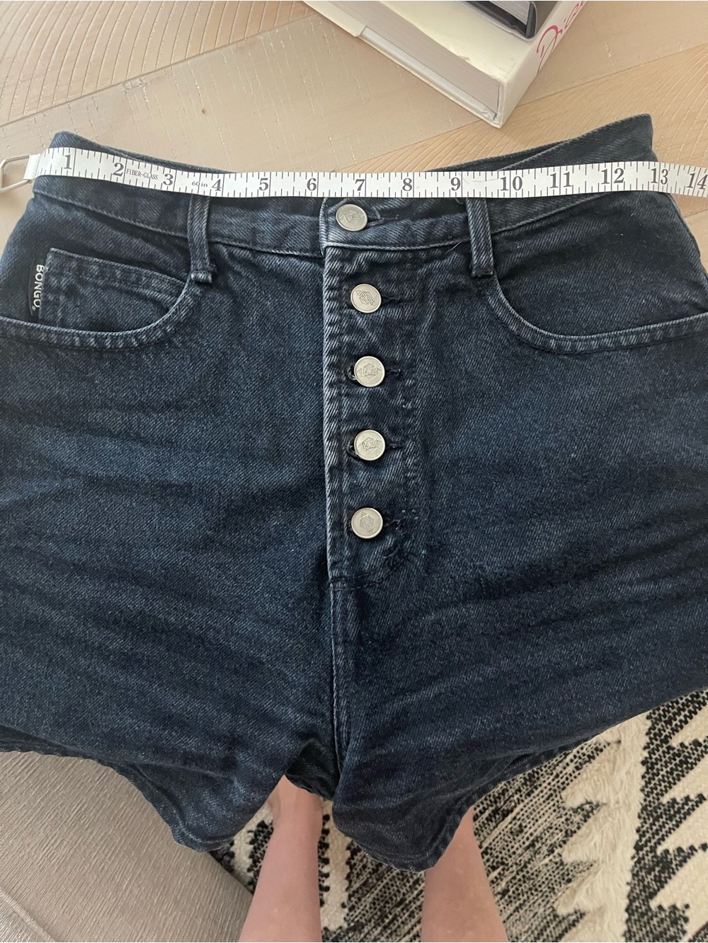 BONGO High Waist Dark Denim Button-Front Shorts - Picture 5 of 6
